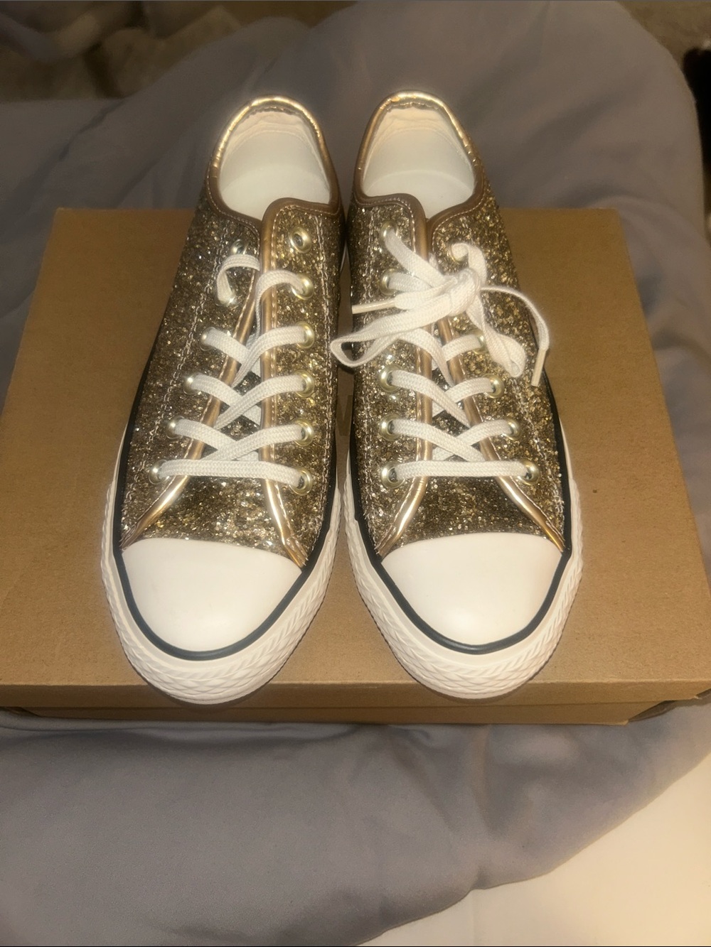 Converse Gold Glitter Low-Top Sneakers with White Insole